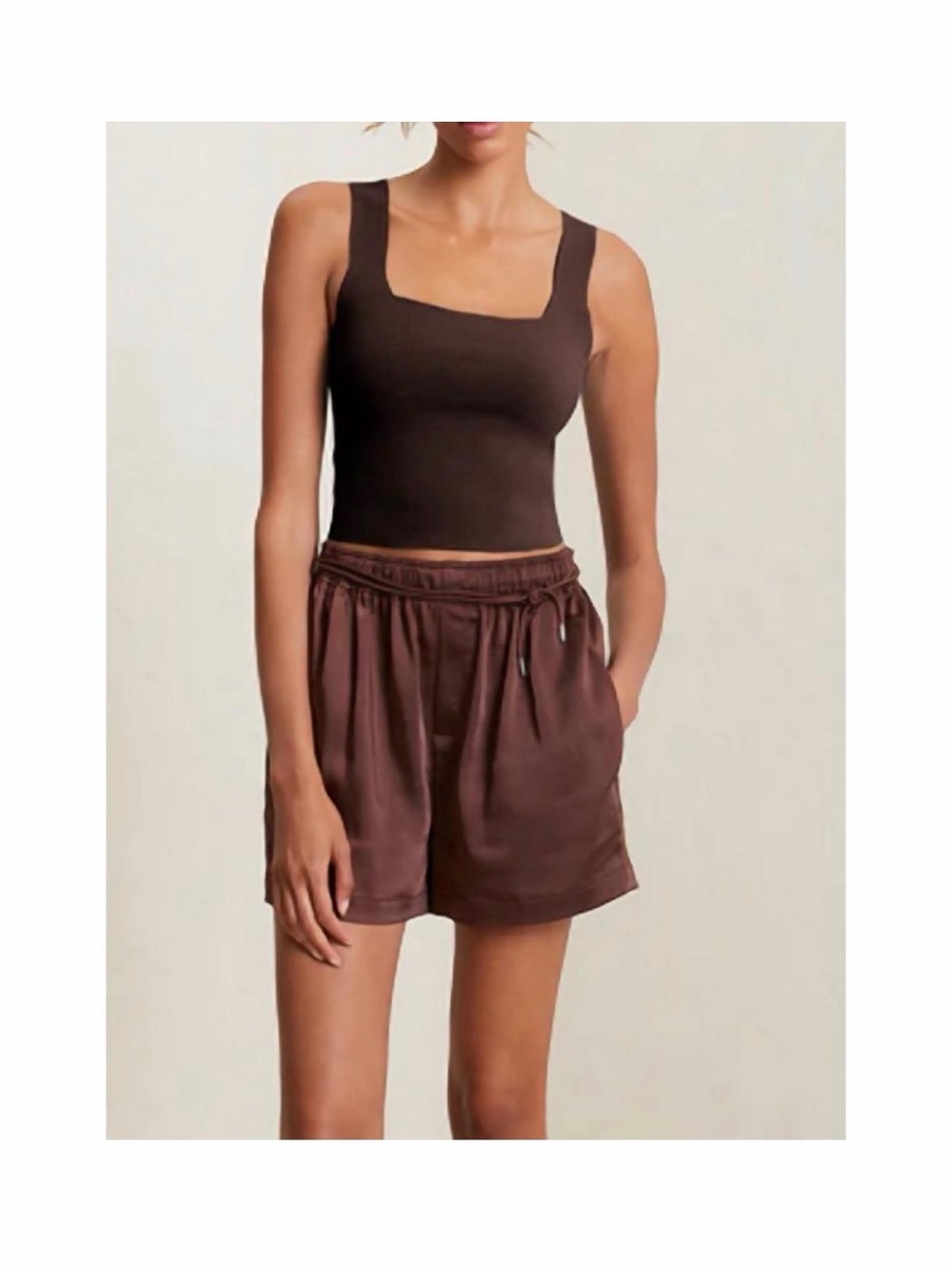 A.L.C. Ryan Satin Brown Pull On Shorts Size 8